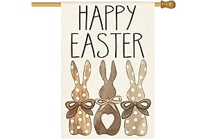 AVOIN colorlife Happy Easter Polka Dot Rabbit House Flag