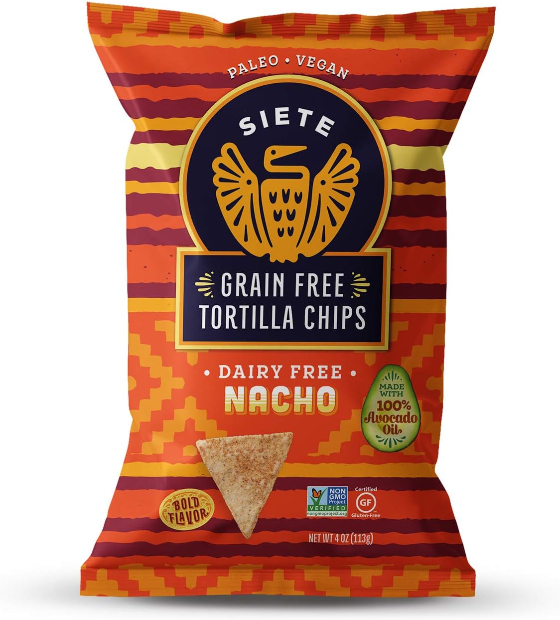 Siete Grain Free Tortilla Chips - Nacho, 4 Ounce (Pack of 8)