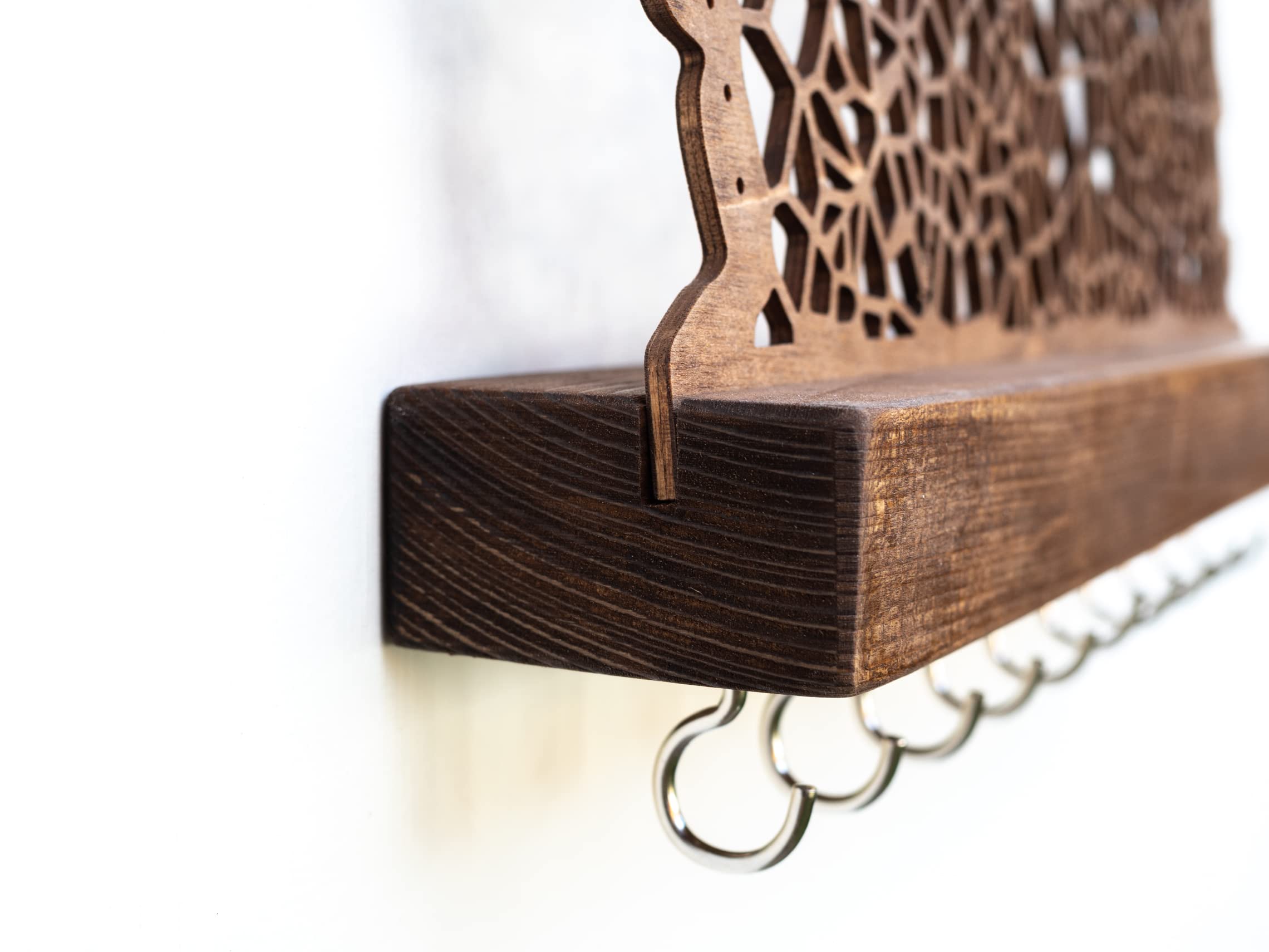 Handgemachter Schmuckhalter für die Wand mit Haken - Schmuckaufbewahrung für Ohrringe Ohrstecker Halsketten Armbänder Stecker Ketten