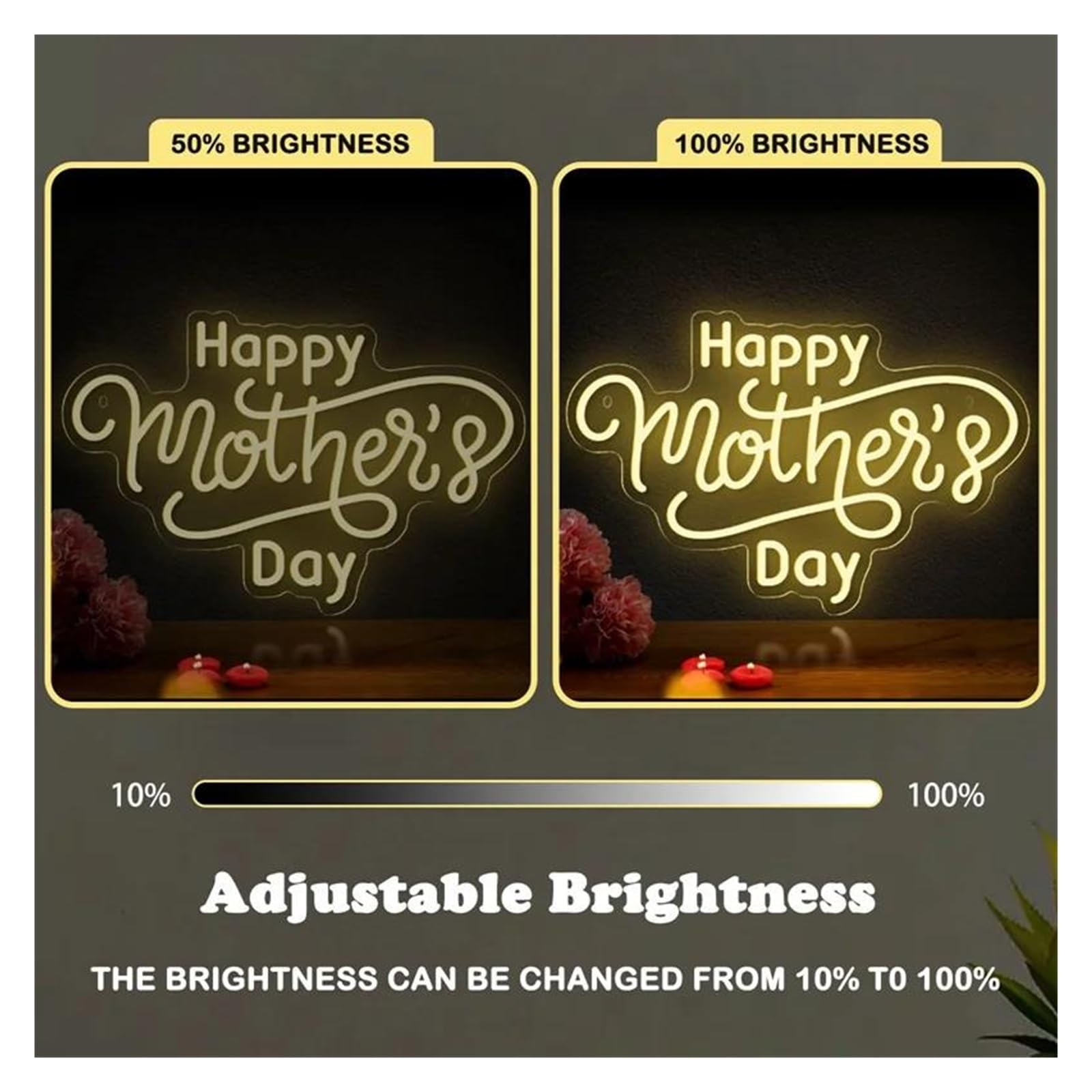 Decoración Lámparas Happy Mother's Day Letrero De Letras Acrílicas Con Luz LED De Neón Para Decoración De Pared De Hogar, Sala De Estar, Fiesta, Vacaciones, 26 Cm × 40 Cm