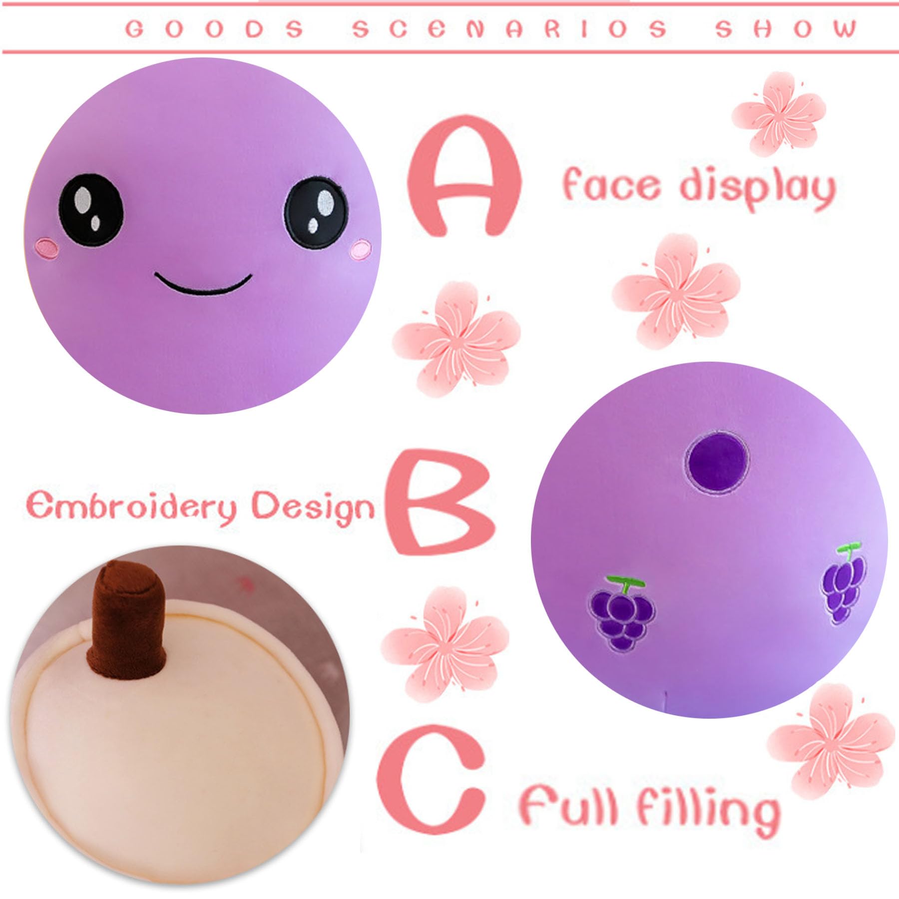 BAIYSFFG Cute Cartoon Boba Milk Tea Soft Plush Doll, Giant Boba Bubble Plushie Stuffed Tea Cup Pillow Gift Toys(Brown,25CM) (Purple-24cm) - Image 3