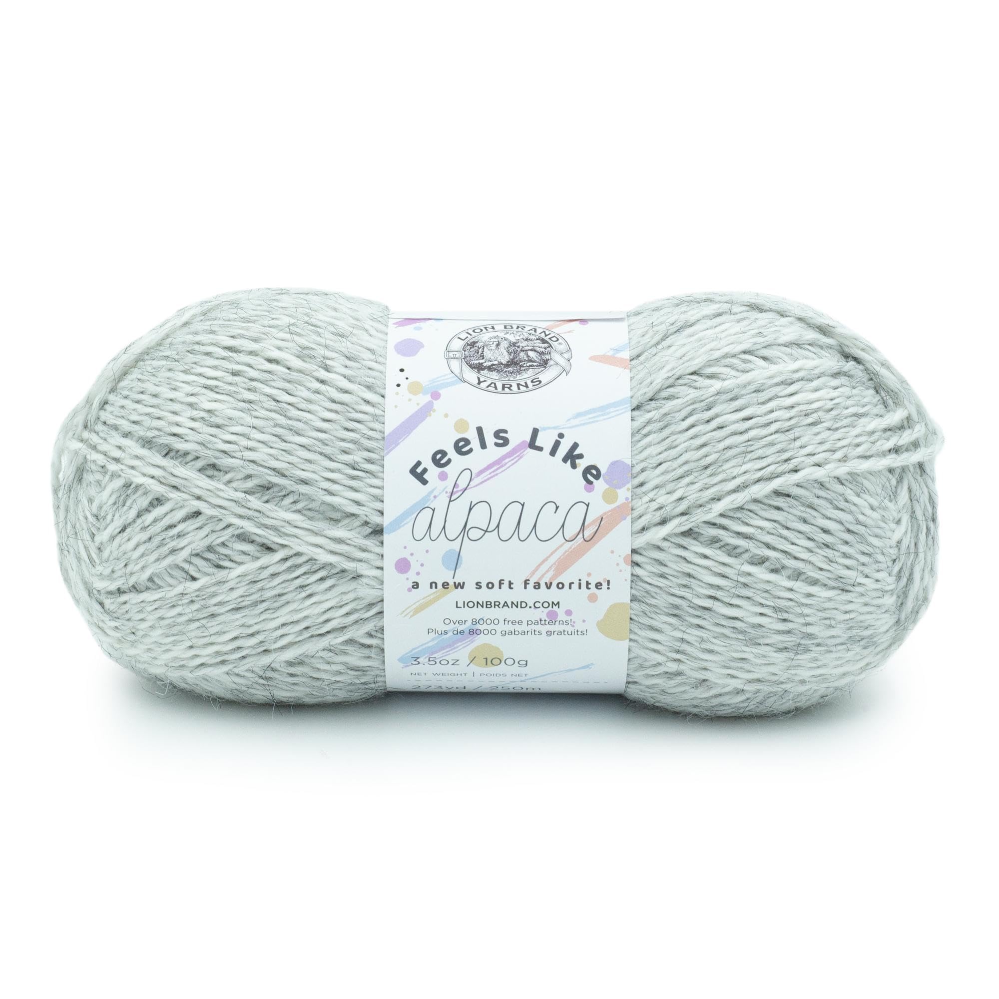 Lion Brand Yarn Feels Like Alpaca, weiches Garn zum Stricken, Silber, 1er Pack