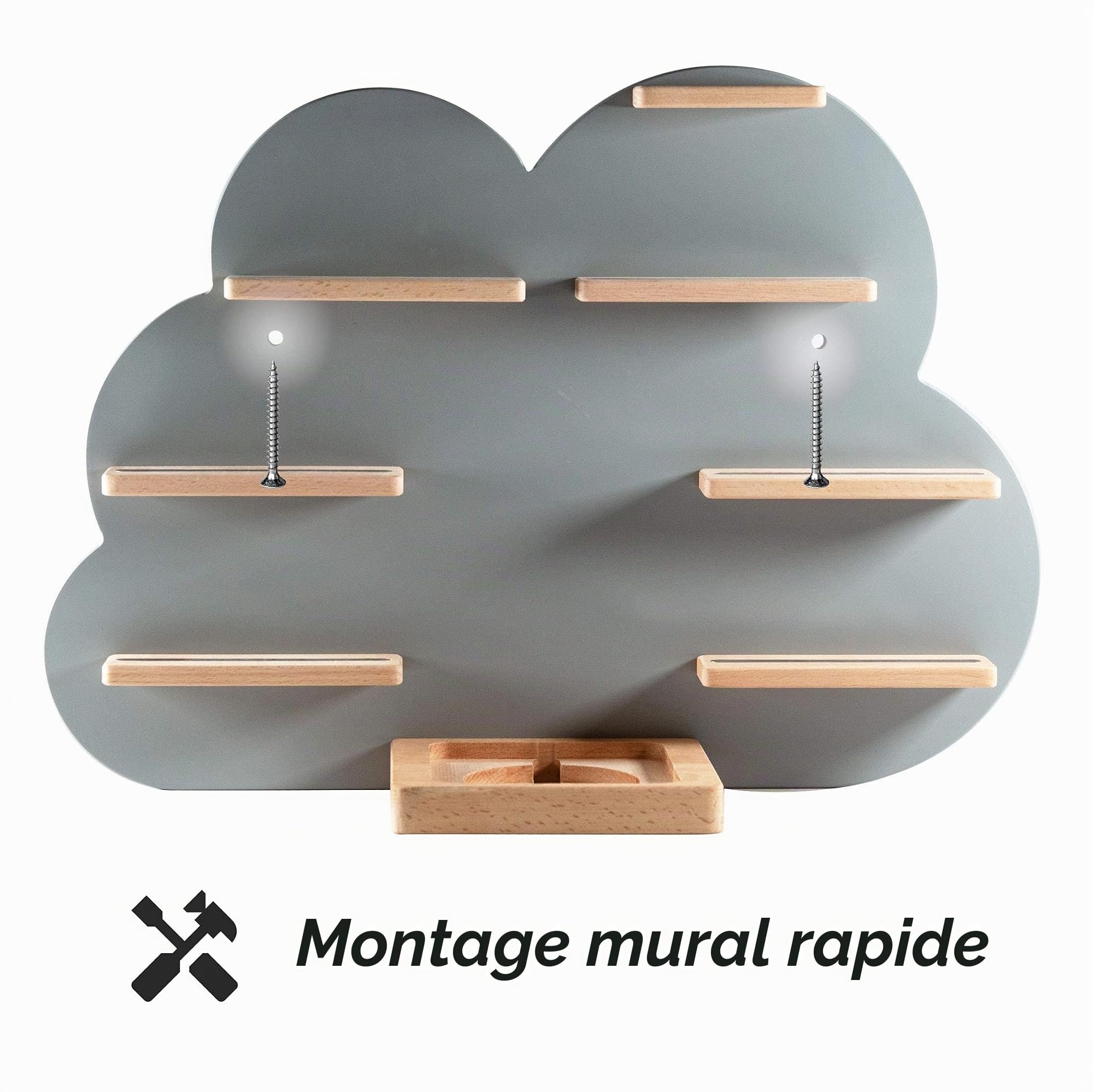 Tonie Étagère pour 33 Personnages - Motif Nuage 40x55x19 cm pour Garçons et Filles, Chambre d'Enfant, Magnétique, à Fixer au Choix