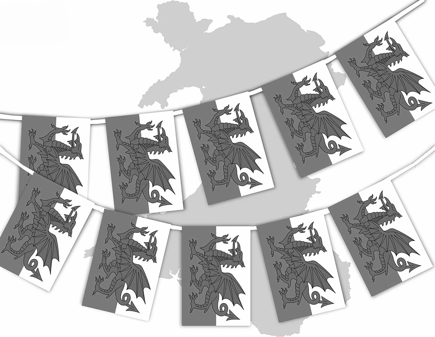 Rest in Peace Queen Elizabeth Rectangular Welsh Flag Black and White