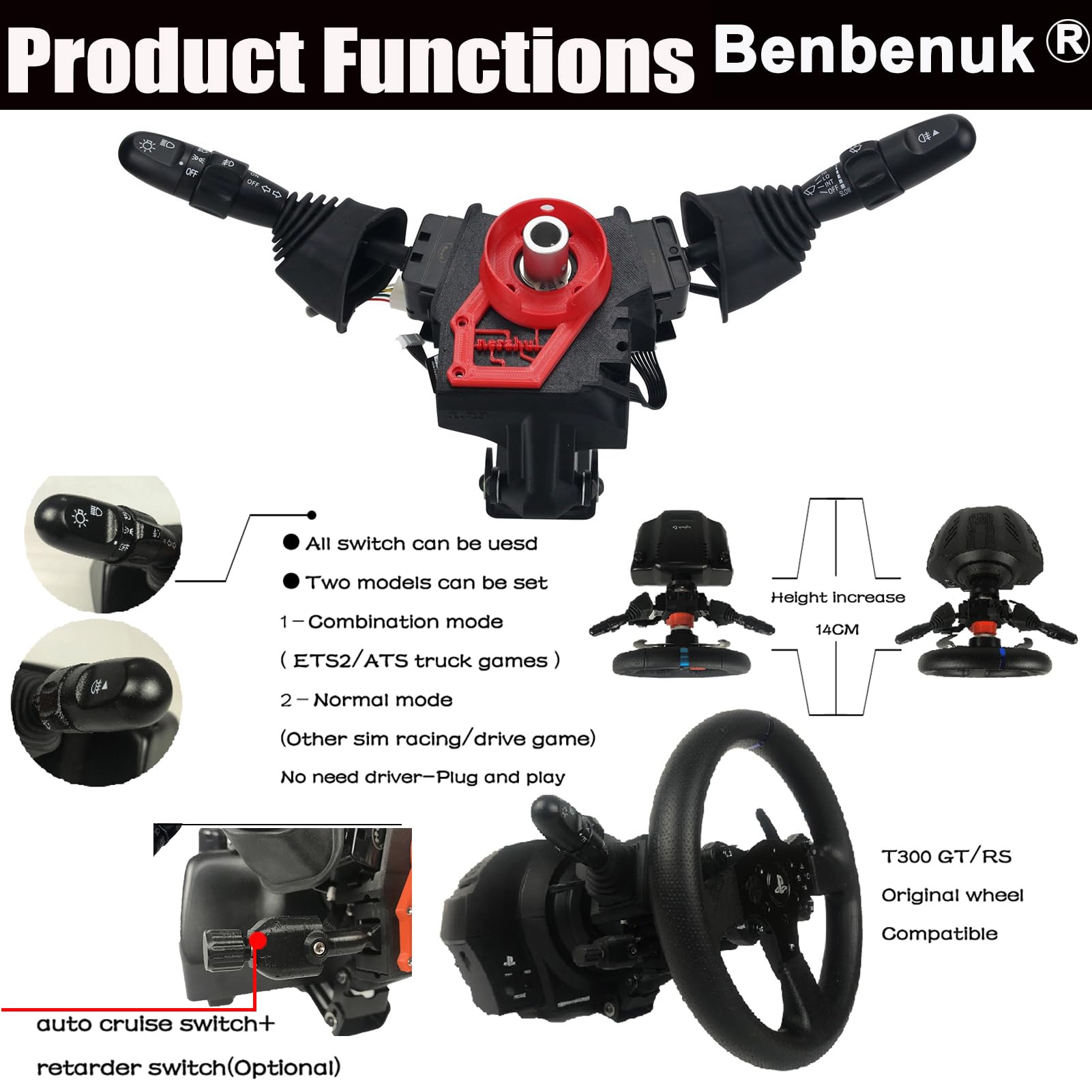 Simulator Lenkrad Blinker Wischer Schalter für Logitech G27/G29/G920/G923 Thrustmaster T300RS TGT TS-XW PC