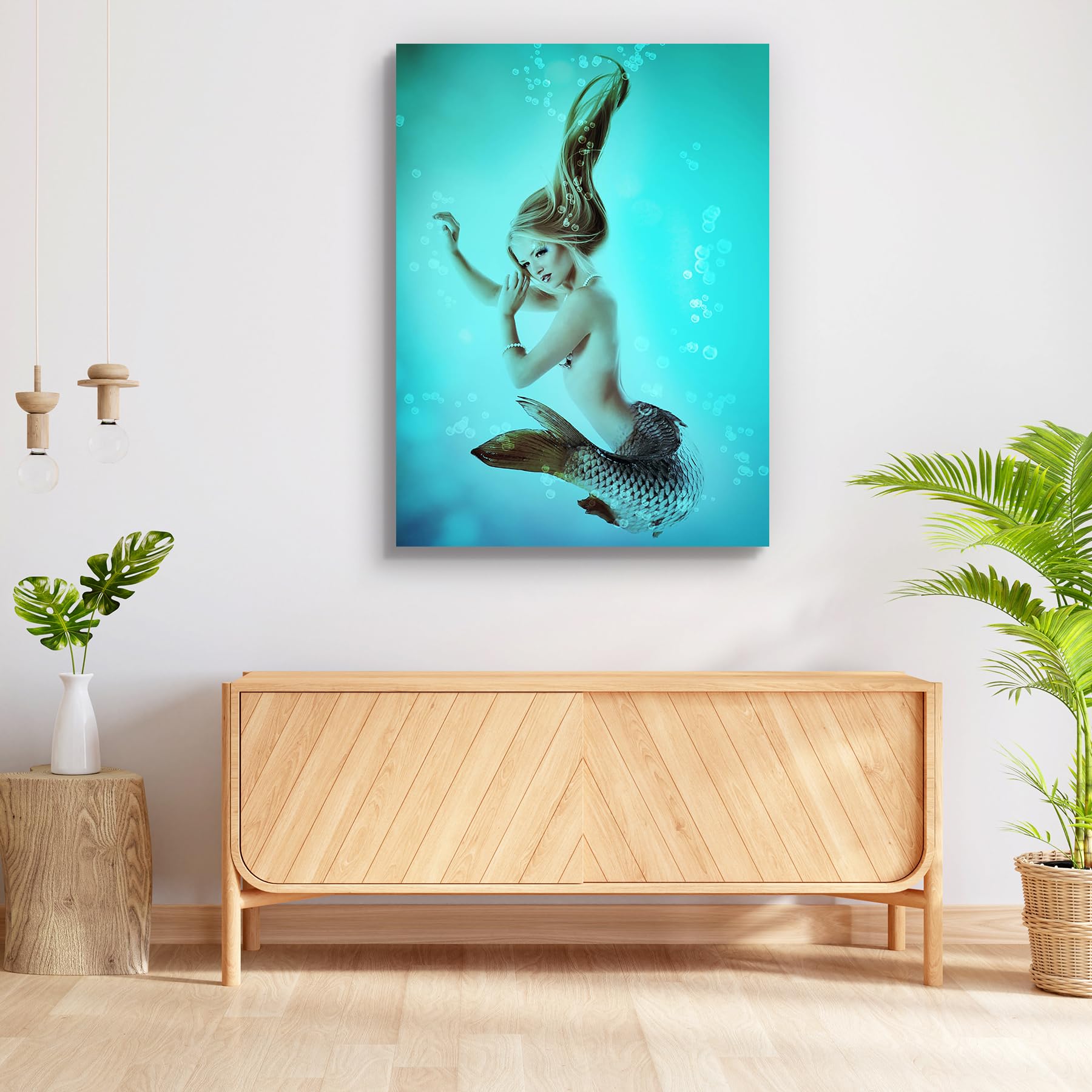 ArtzFolio Mermaid Beautiful Magic Underwater Mythology D1 | Unframed Premium Canvas Painting for Bedroom & Living Room | 24 x 32.3 inch (61 x 82 cms)