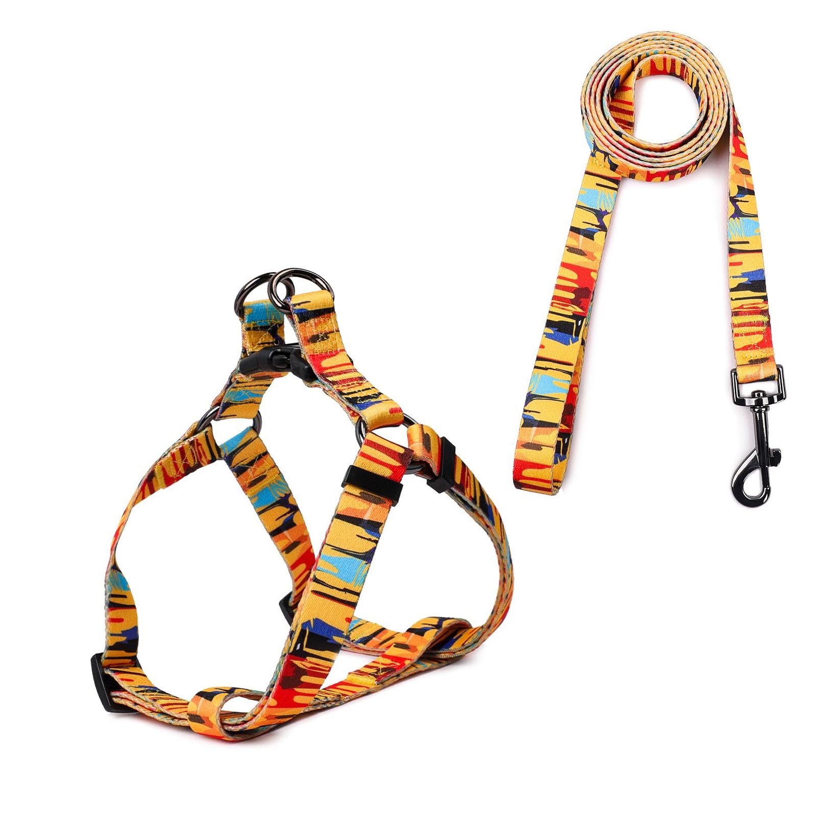 Cosyhome London Arnés con Correa para Perros Pequeños y Gatos,Transpirable Arnés Ajustable para Perros Cachorros con Patrones Estrella Coloridas(S, Stripe)