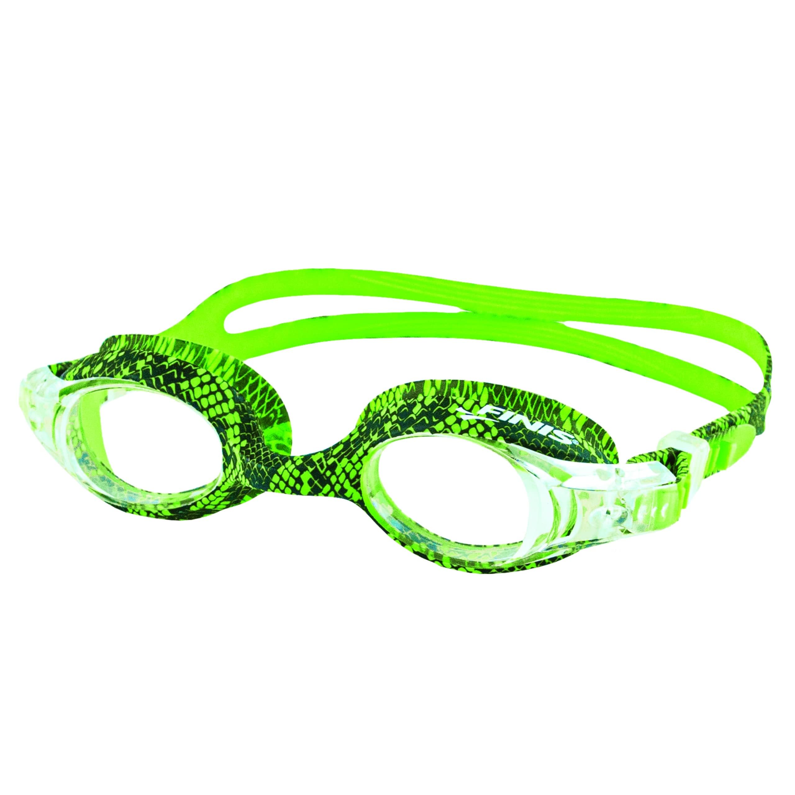 FINIS Adventure Goggles, Kids Swim Goggles with Fun Print, Anti-Fog, UV Protection, Ages 4-10 Green Snake