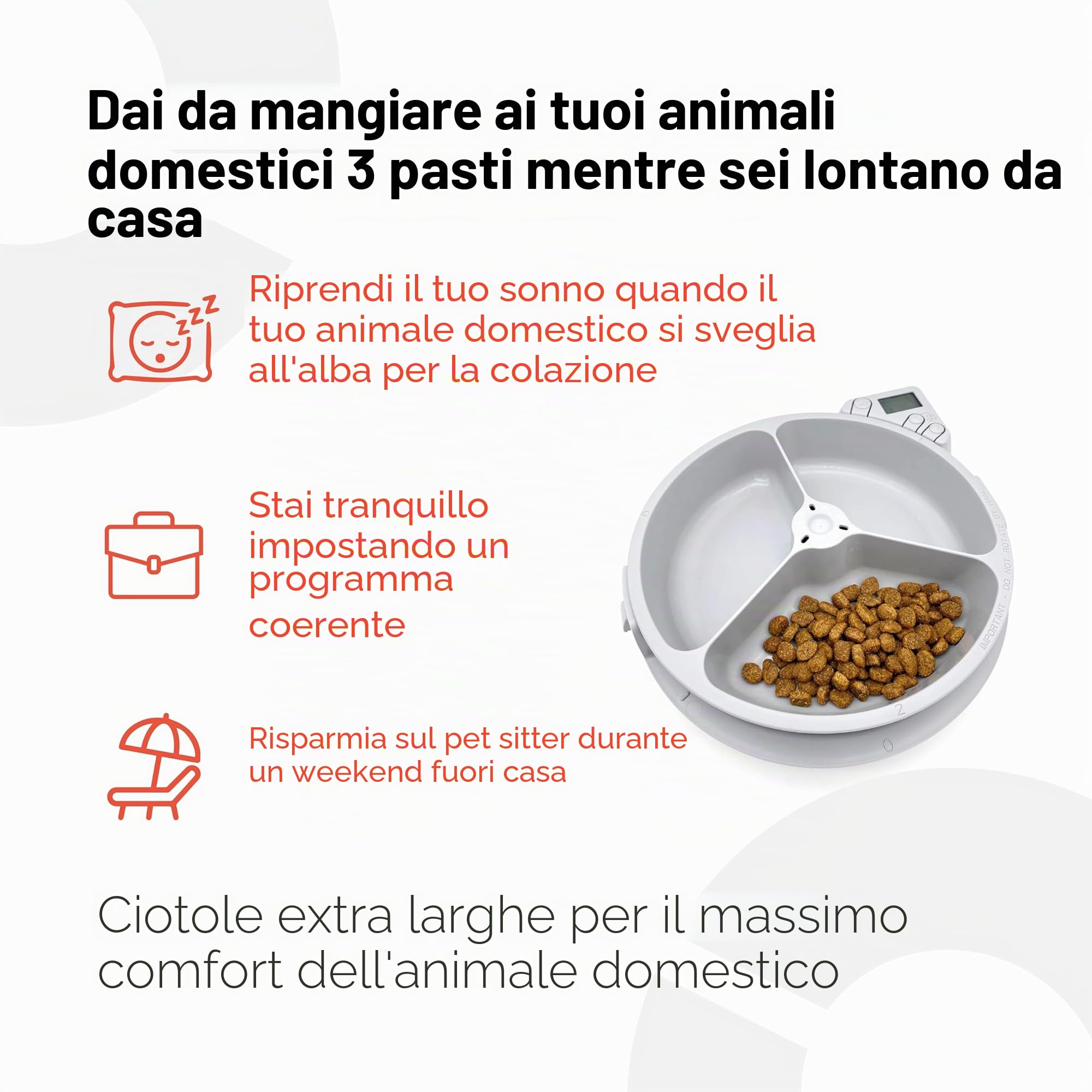 Cat Mate C300 Ciotola per dosaggio Automatico dei 3 pasti, con Timer Digitale, per Gatti e Cani di Piccola Taglia