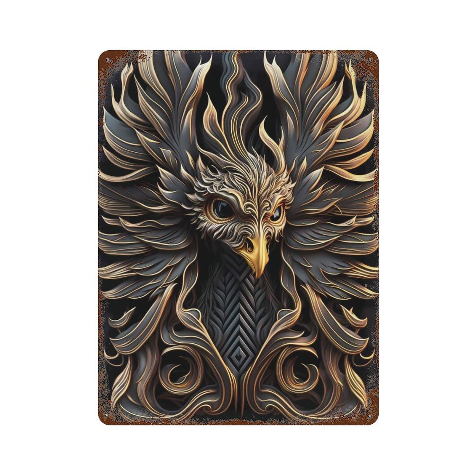 Golden Queen Phoenix Decorative Tin Sign 15.7"x11.8", Farmhouse Wall Decor for Garage, Bar And Workshop Decor