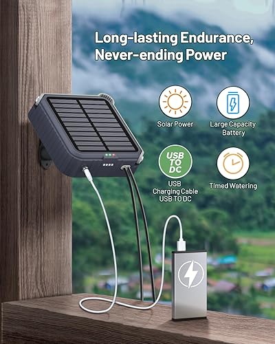 Miniatura 3 de Sistema de riego por goteo automático solar, arnés de luz solar o alimentación externa para uso en interiores y exteriores, lluvia o brillo!