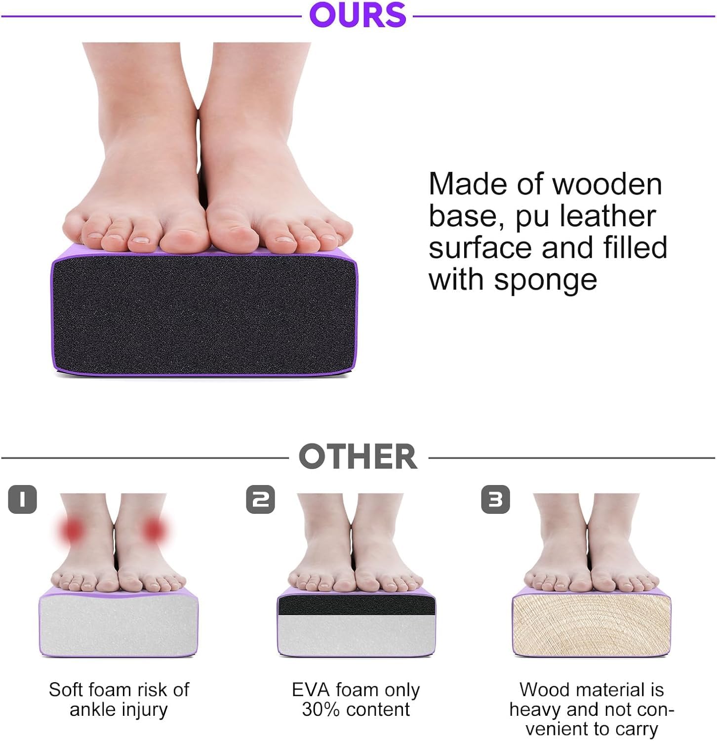 Poutre Gymnastique Pliable Violet 2,1 m 220 LB Simili Cuir Suédé Barre Gymnastique Enfant