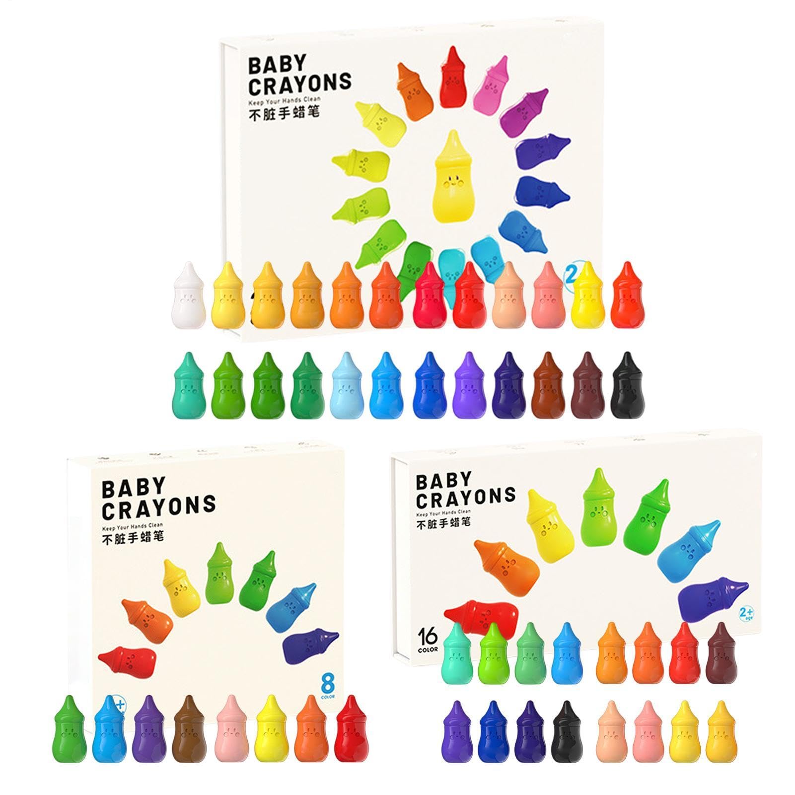 Wax Coloring Crayons - Easy Grip Painting Pencils, Washable Smooth Wax Sticks, Bright Colorful Design | Kids Drawing Supplies, Creative Nursery School Playroom Non Noxious Safe Anti Stain Pastel Too