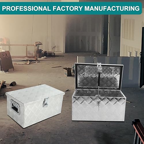 Miniatura 7 de Caja organizadora de herramientas de aluminio resistente de 20 x 12 x 9.5 pulgadas con cerradura cromada para camioneta, caravana, remolque,