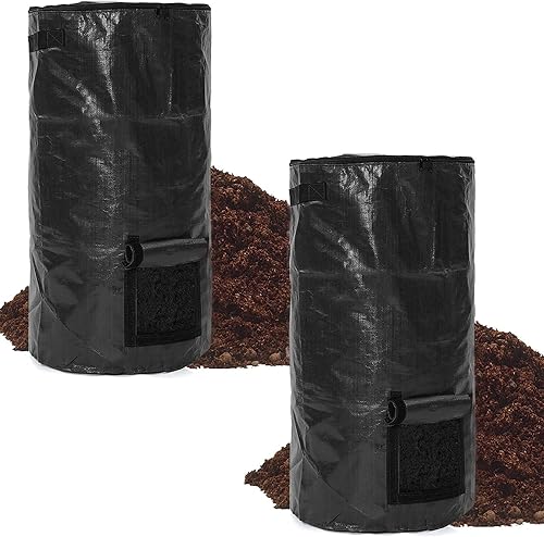 Miniatura 1 de Bolsa de basura reutilizable para compost, bolsa de basura para jardín, contenedor grande de fertilizante, caja de colección de fertilizantes, 80