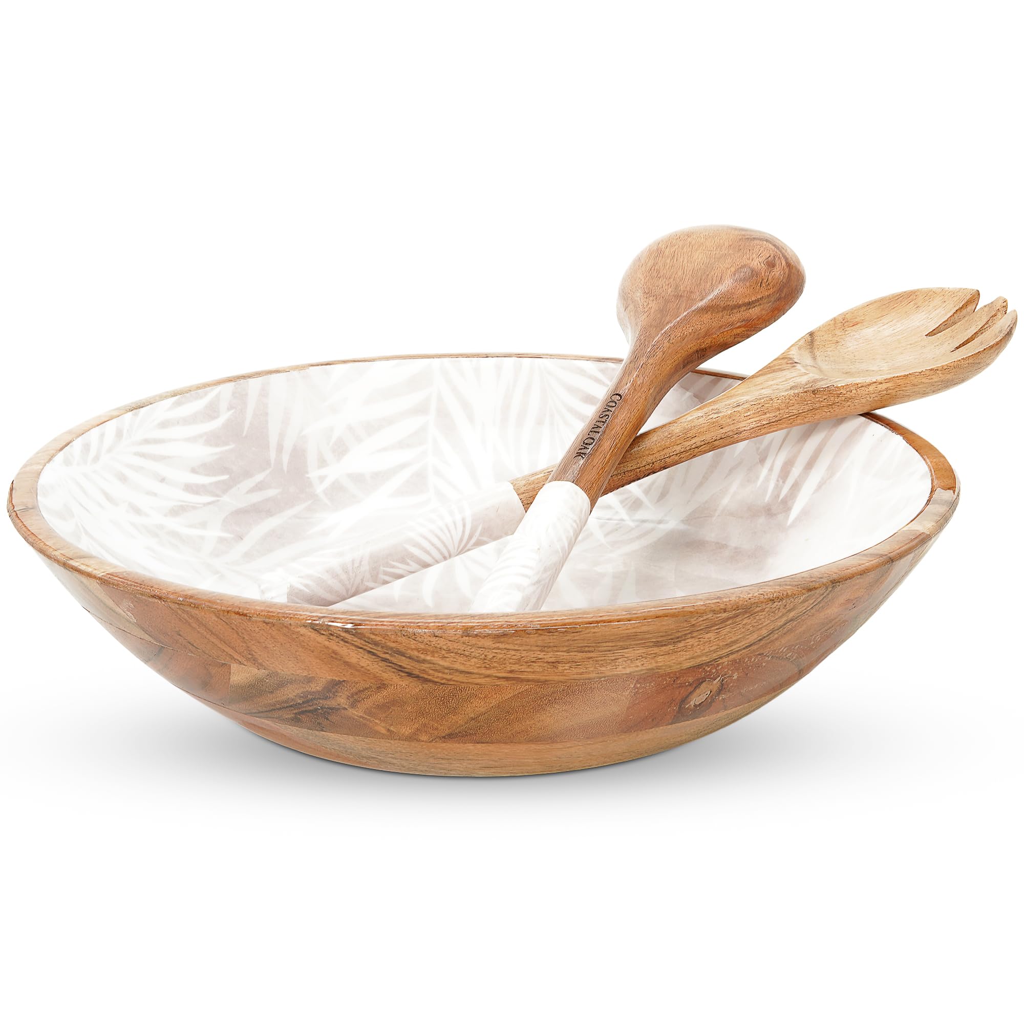 Amazon.com | Coastal Oak Large Wooden Salad Bowl Set - Premium 13