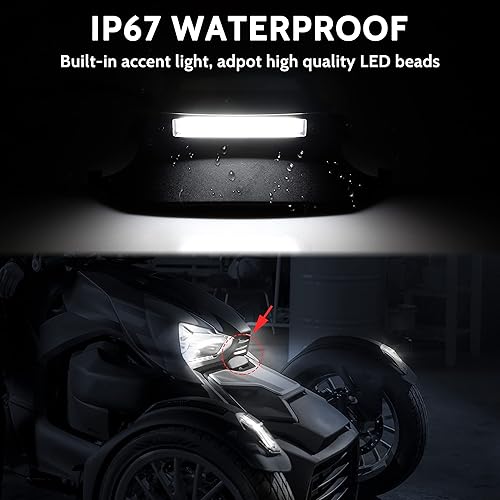 Miniatura 2 de SAUTVS Carenado central delantero con luz de acento para Can Am Ryker, carenado frontal central negro con luz de acento para accesorios Can-Am Ryker