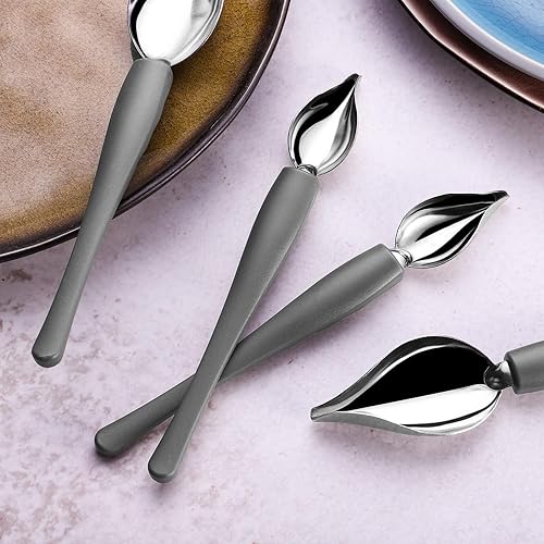 Miniatura 8 de PRETYZOOM Cucharas decorativas de postre de 4 piezas, herramientas de inmersión de chocolate, cucharas de arte de chef multiusos