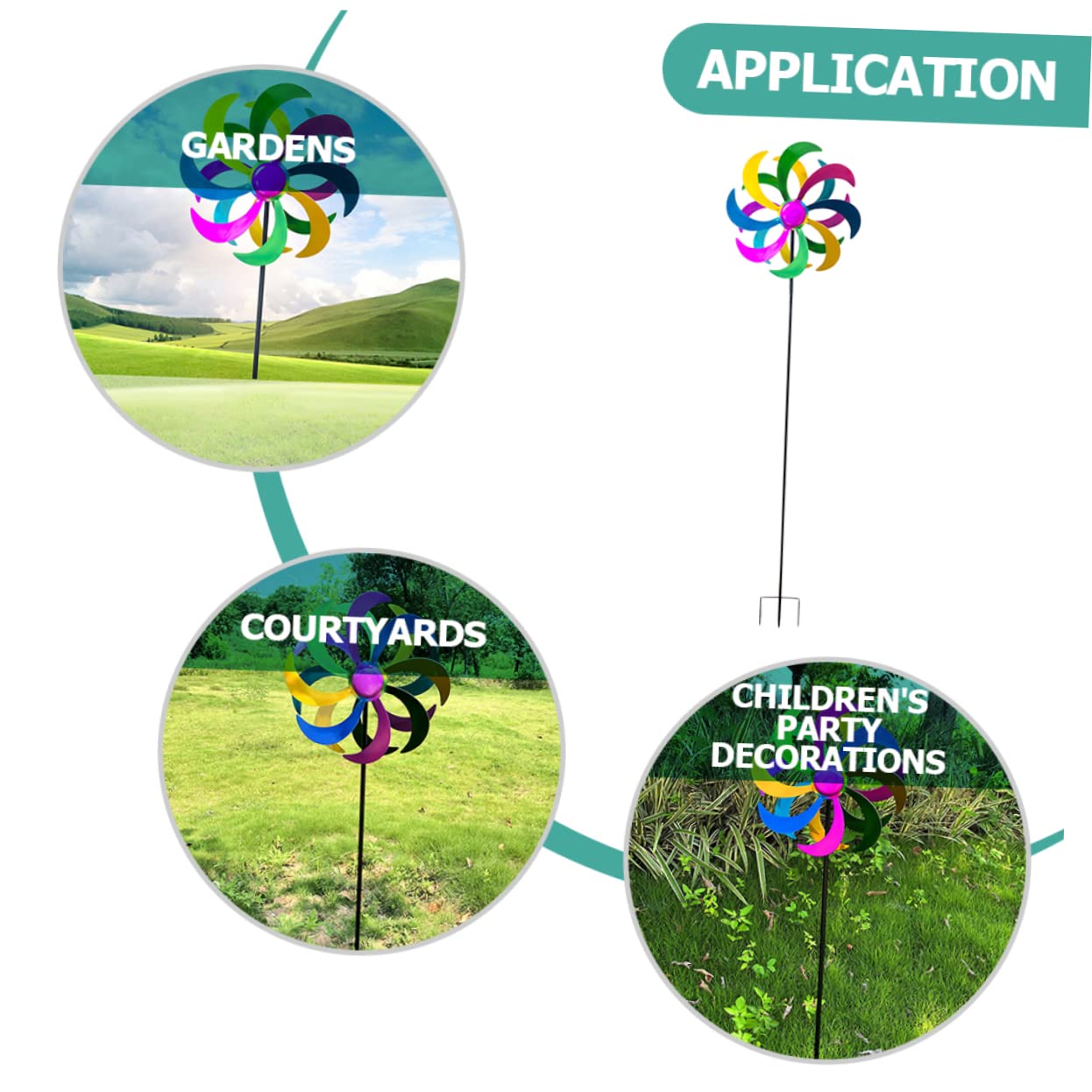 Buntes Windrad Spielzeug aus Eisen als Dekorative Gartenstecker Deko | 1 Stück, für Rasenflächen und Gartenpartys, Farbenfrohe Optik mit Hübschem Design