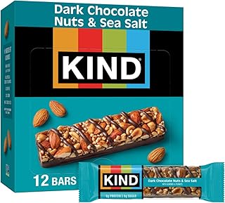 KIND Nut Bars, Dark Chocolate Nuts and Sea Salt, Healthy Snacks, Gluten Free, Low Sugar, 6g Protein, 12 Count