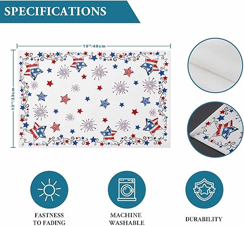 Vista 61 de Juego de 6 manteles individuales rojos para el día de San Valentín, diseño de corazón de San Valentín, resistentes al calor, lavables, manteles