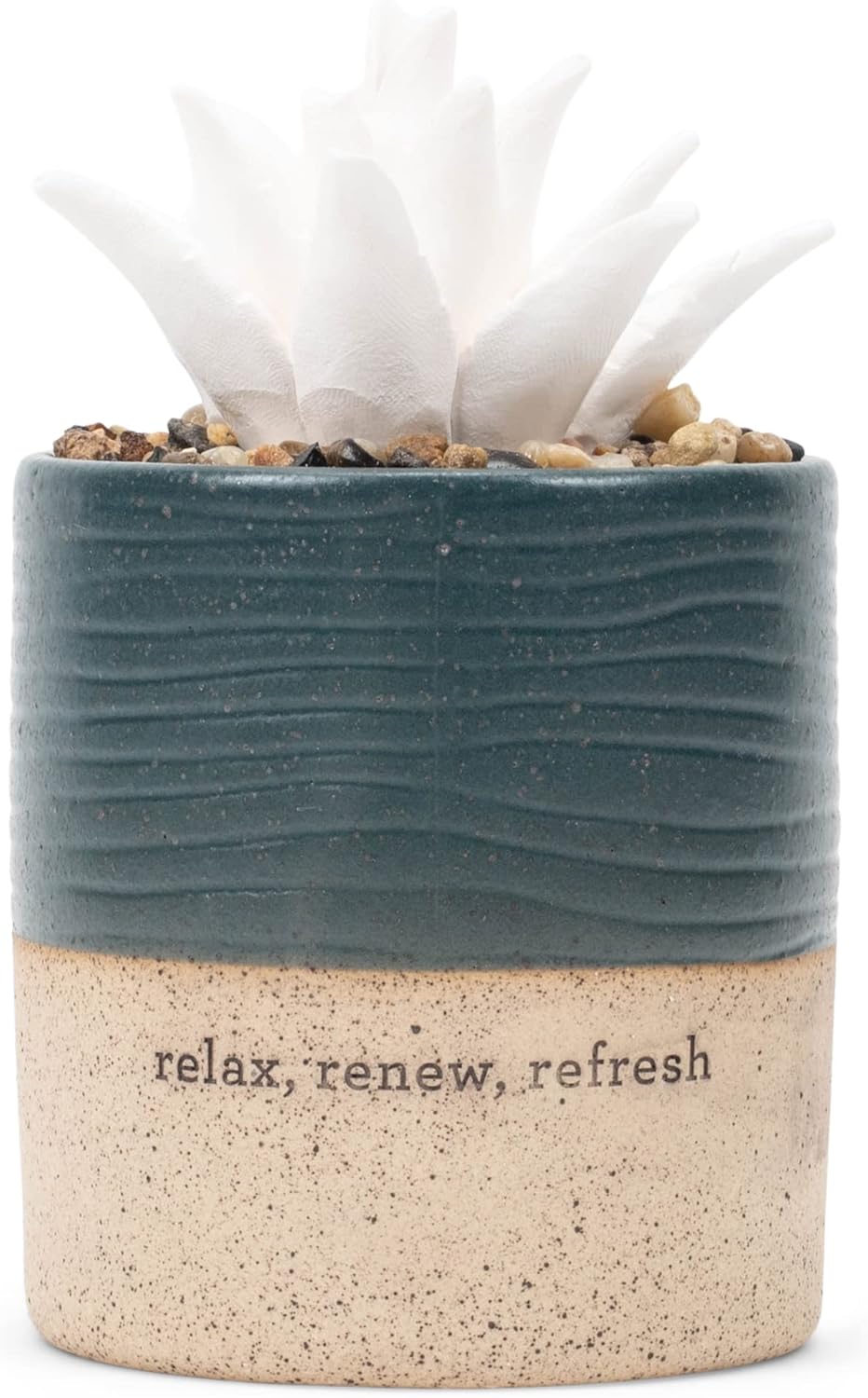 Demdaco Relax Renew Refresh Rich Blue Succulent 3 x 5 Stoneware Decorative Tabletop Oil Diffuser