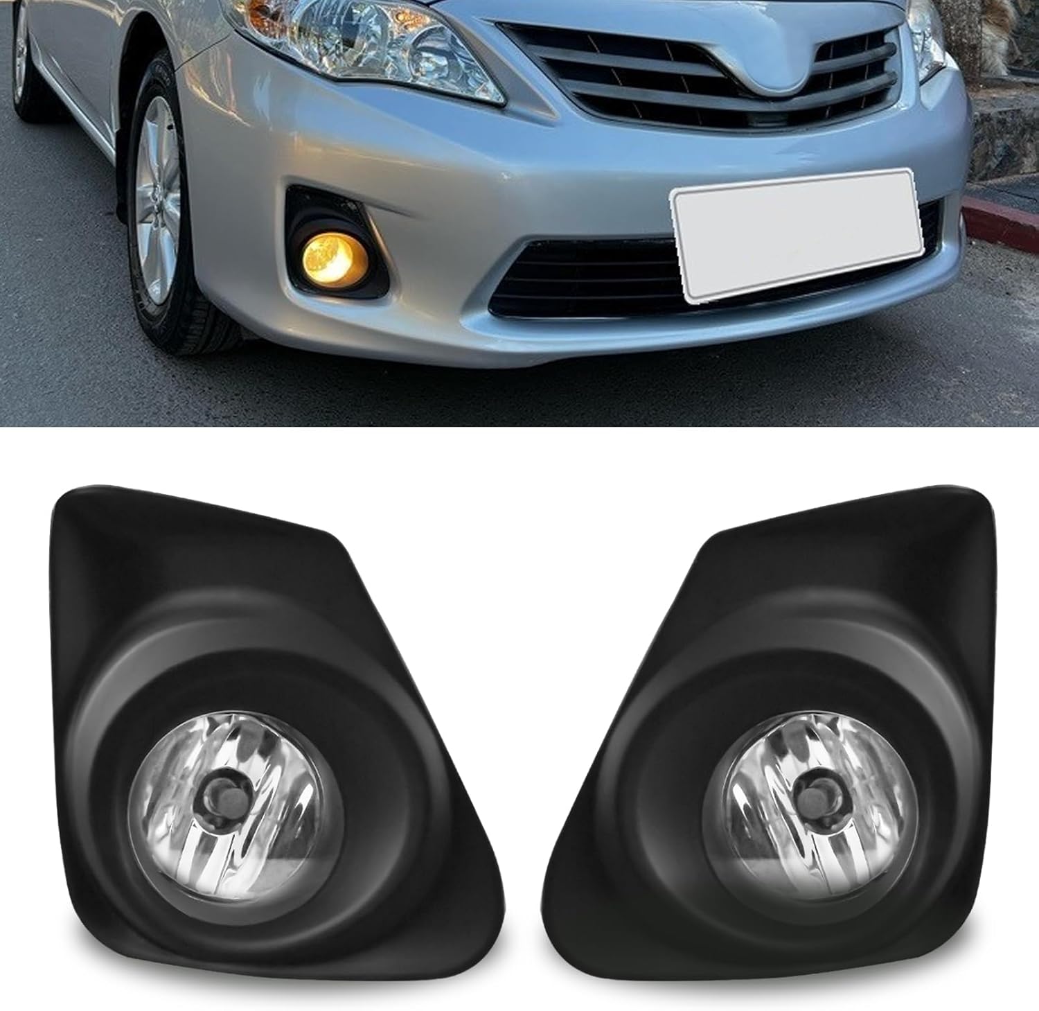 Fog Lights Assembly For Toyota Corolla 2011 2012 2013 ，Bumper Driving Fog lamp Replacement (Halogen Bulbs) - 1 pair