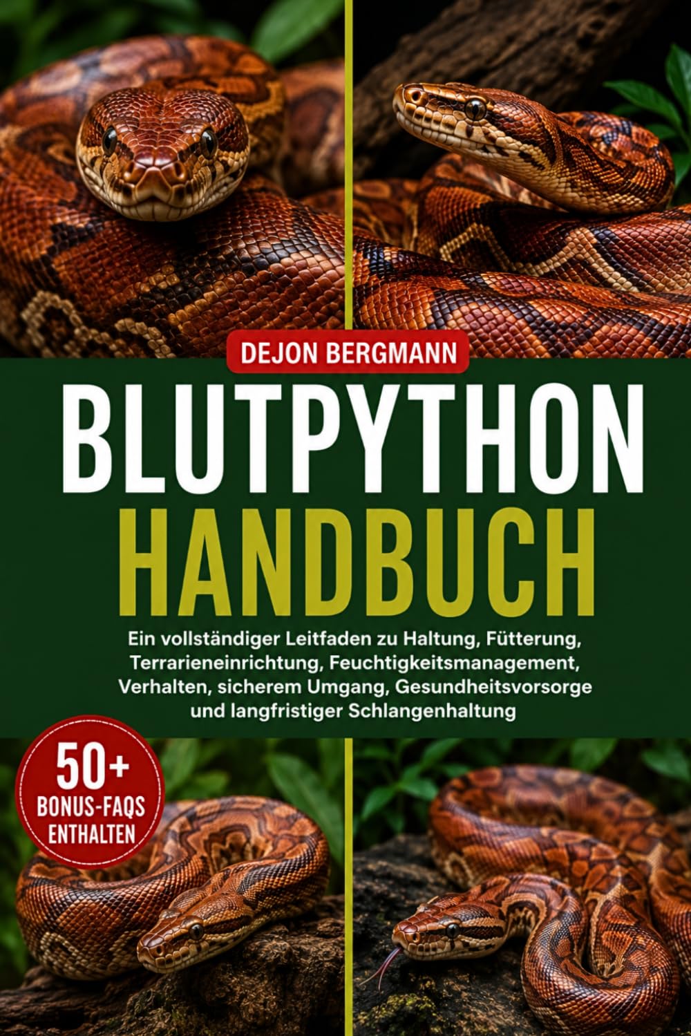 BLUTPYTHON-HANDBUCH: Ein vollständiger Leitfaden zu Haltung, Fütterung, Terrarieneinrichtung, Feuchtigkeitsmanagement, Verhalten, sicherem Umgang, ... und langfristiger Schlangenhaltung