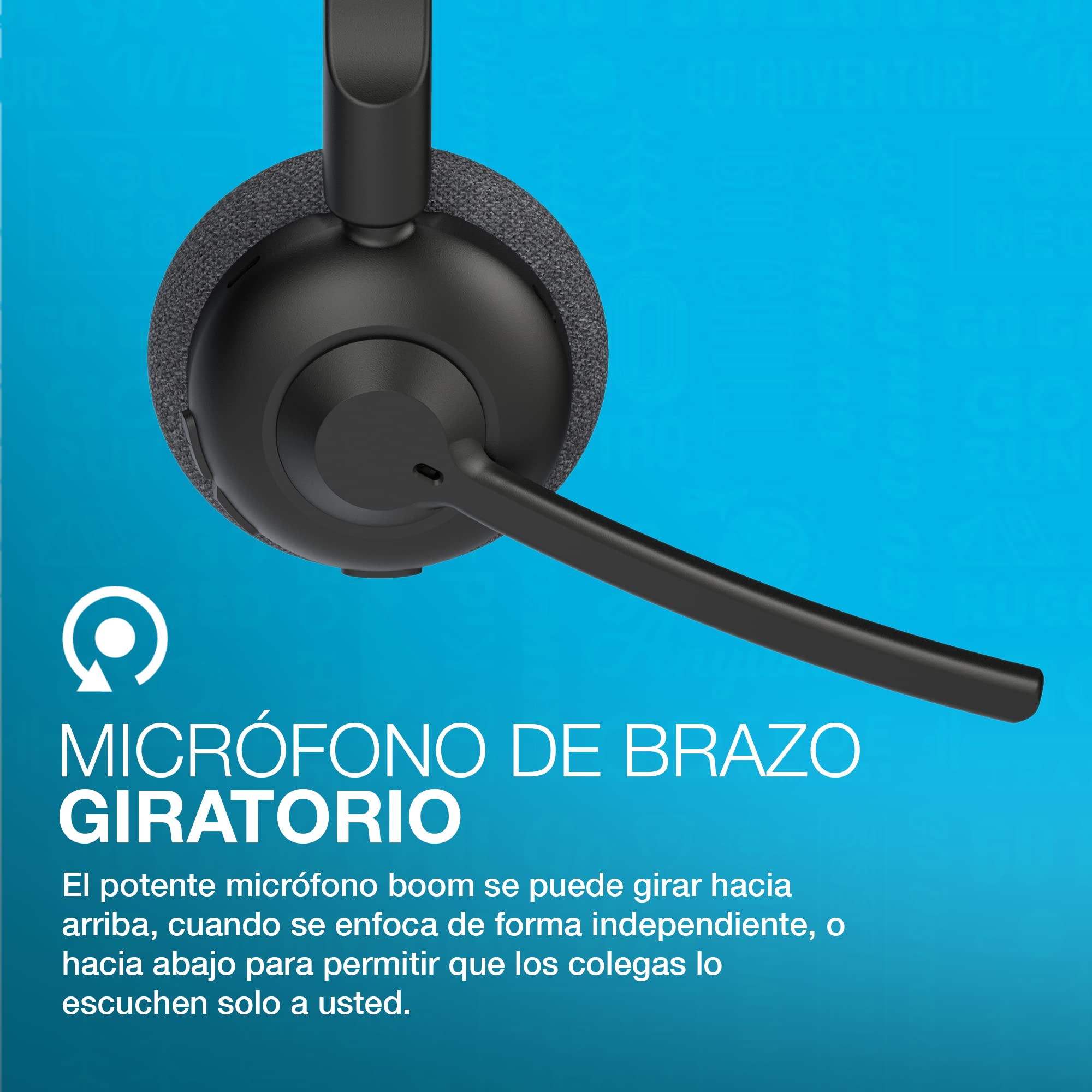 JLab Go Work Pop Auriculares Inalámbricos con Micrófono, Negro | Auriculares Inalámbricos PC, Cascos con Micrófono, Inalámbrico, Auricular Oficina Teleoperador, 50h