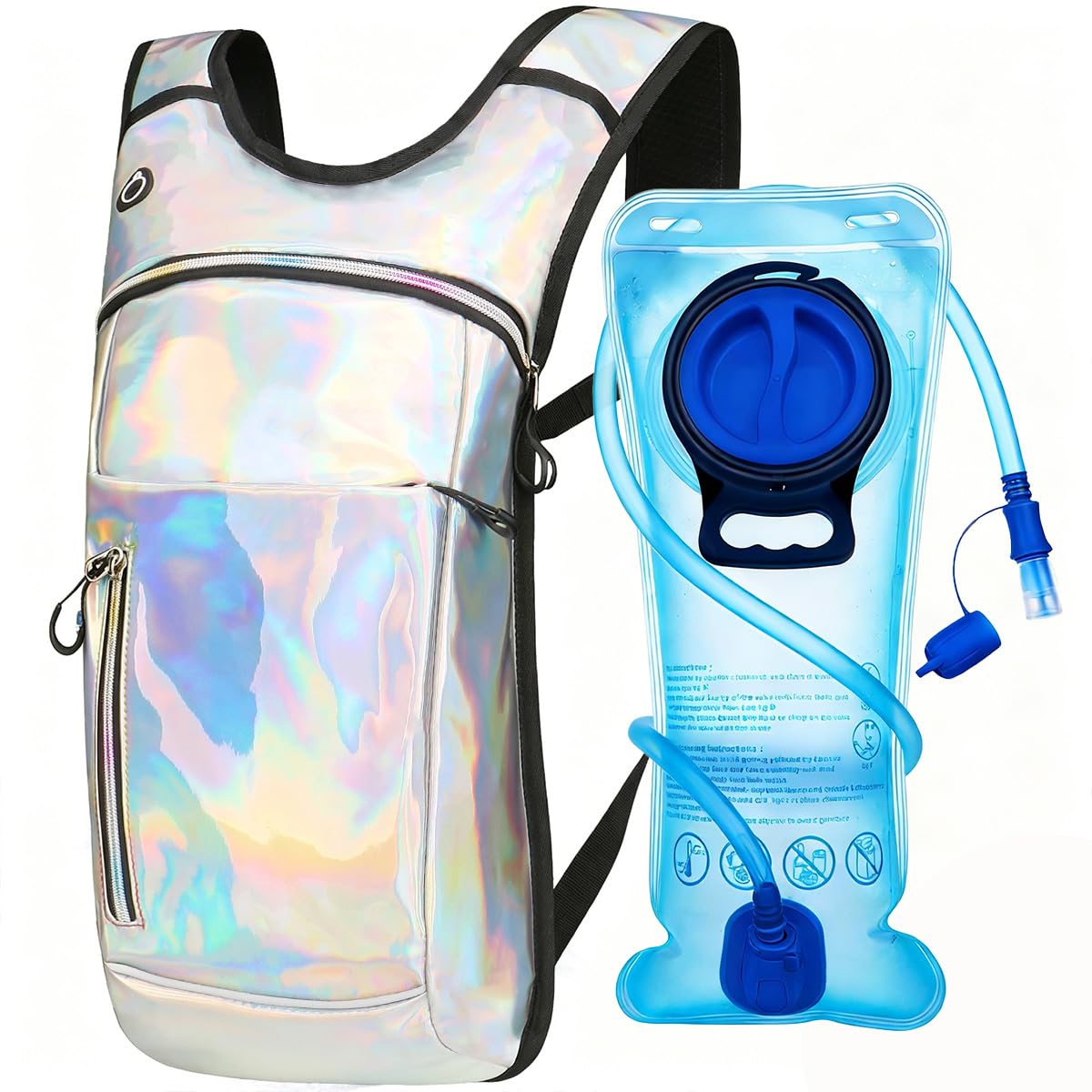 Trinkrucksack, Wasserrucksack mit 2L Trinkblase, Rave Rucksack Trinkrucksack, Festival Essential für Festivals, Raves, Wandern, Radfahren, Klettern, Laufen, Outdoor, Camping und mehr