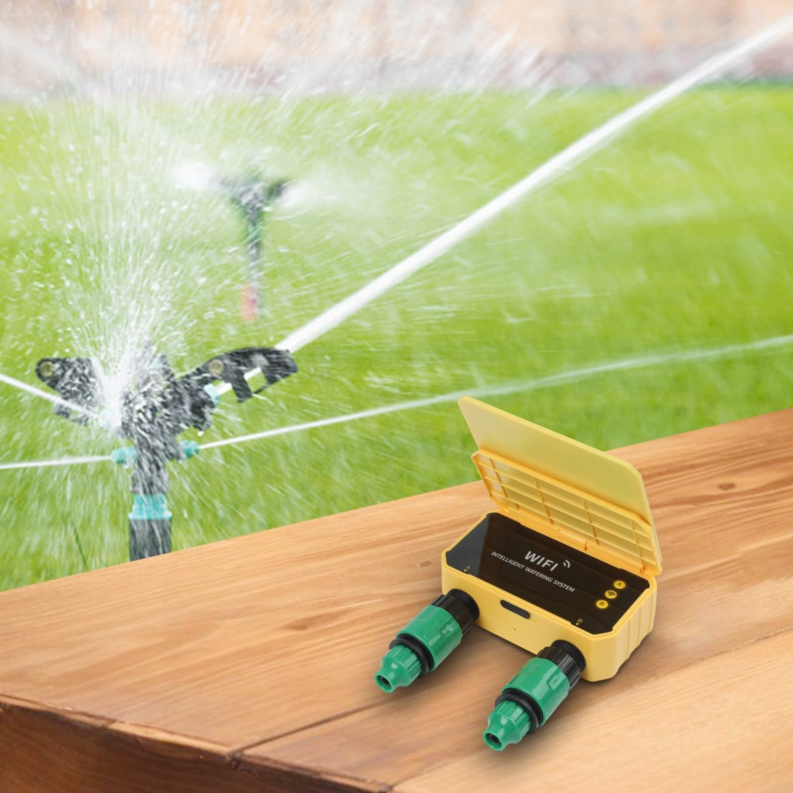 Timer di irrigazione solare, per sistema di irrigazione automatico intelligente con app con 1/2 uscite, controller programmabile per tubo da giardino per kit antigoccia per serra da prato (2 uscite)