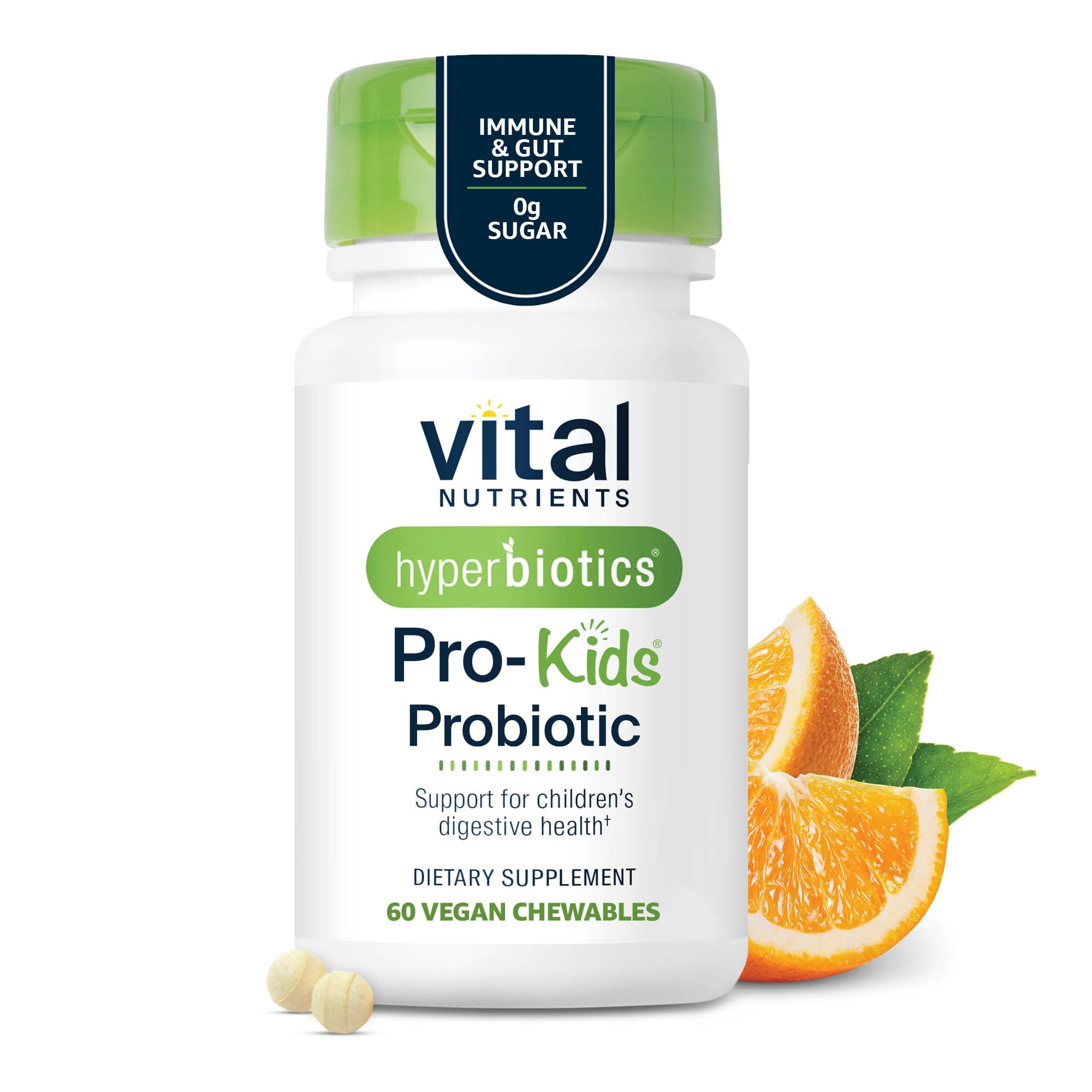 Vital Nutrients Pro Kids Probiotic | Allergen-Free Toddler Probiotics for Kids | Targeted Immune, Gut, and Digestive Health | Sugar-Free Orange Flavor | 60 Chewable Tablets
