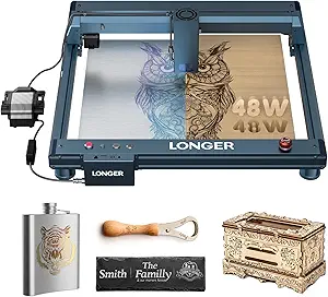 Longer Laser B1 Laser Engraving Tool with Automated Air Assist, 40000mW Laser Cutting Power, Home DIY Laser Carver for Wood, Metal, Paper, Acrylic, Glass, Leather. Laser Class 2