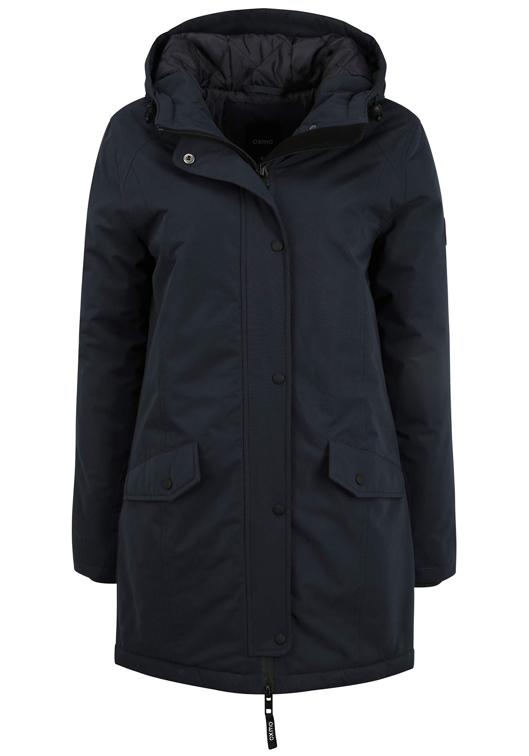 OXMO Tamila Damen Übergangsmantel Parka Lange Jacke + Grösse XL, Farbe Black