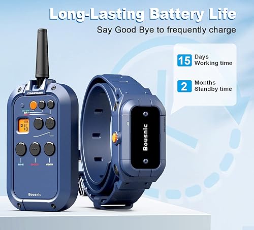 Miniatura 6 de Bousnic Collar de choque para perro con control remoto, collar de entrenamiento electrónico de  milla para perros medianos y grandes, collar E