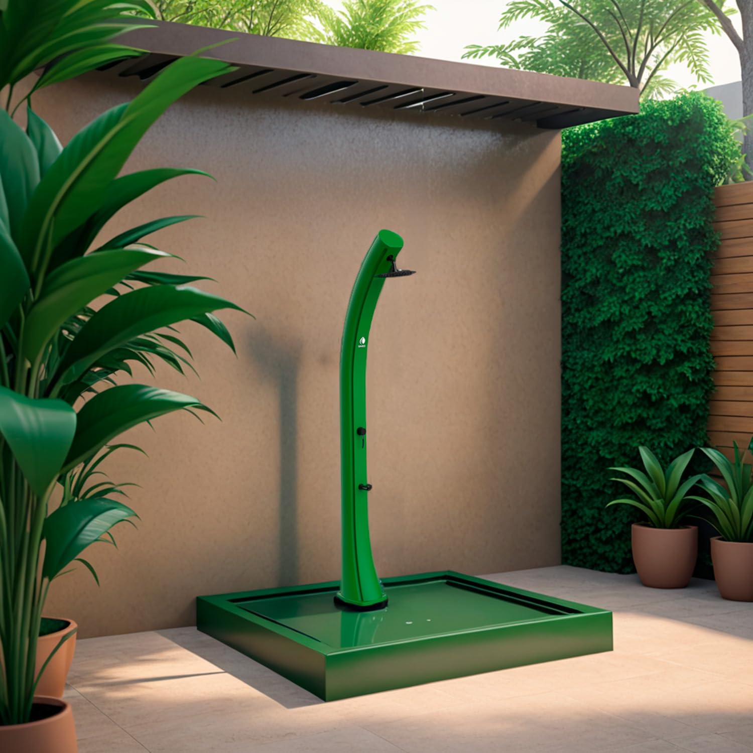 Sined Sole XXL Doccia a Riscaldamento Solare Curva Grande Serbatoio 40 Litri Verde