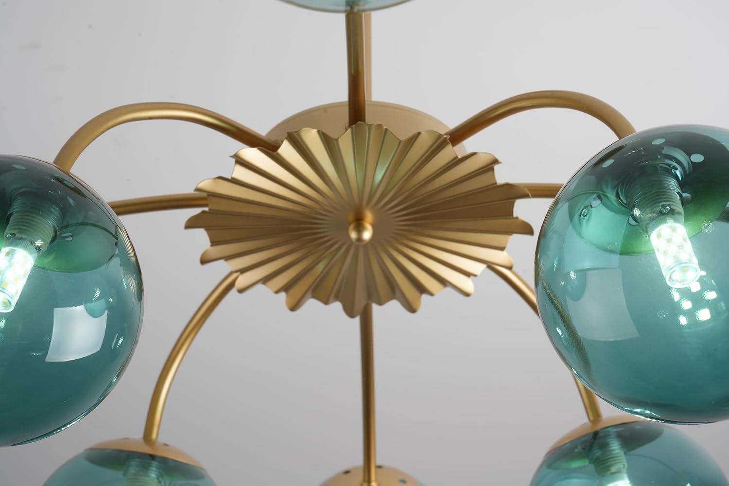 ​12-Light Sputnik Bubble Chandelier Light Fixture,40" Modern Semi-Flush Chandelier Light with Glass Globes, Bubble Lighting Fixture for Living Room, Dining Room, Entryway (Blue-P, 12 Light)