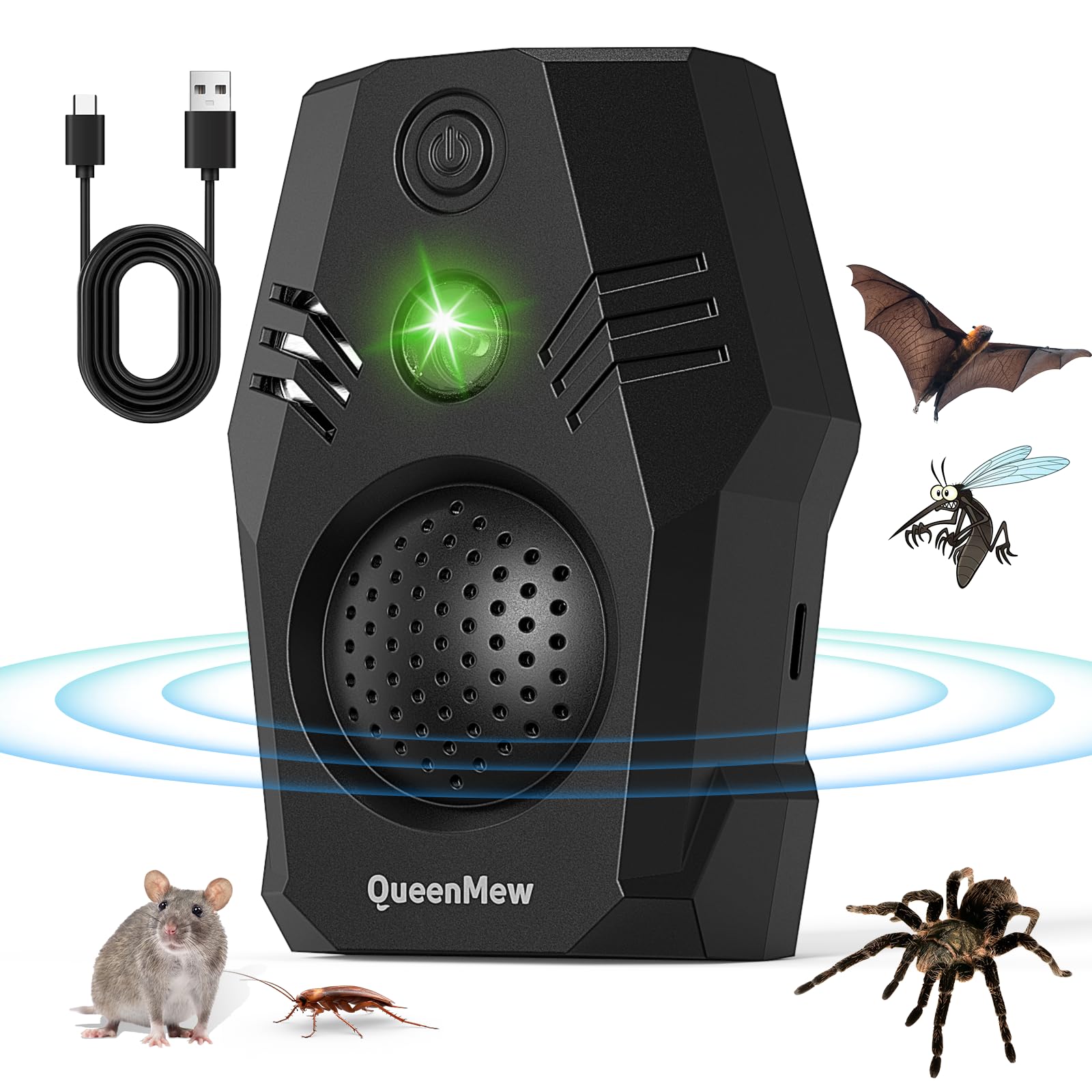 Ultrason Souris et Rats, Repulsif Souris Anti Moustique Ultrason Repulsif Ultrason Appareil Ultrason Souris Anti Nuisible Rongeurs Plug in Répulsif Intérieur Dispositif Anti Araignée