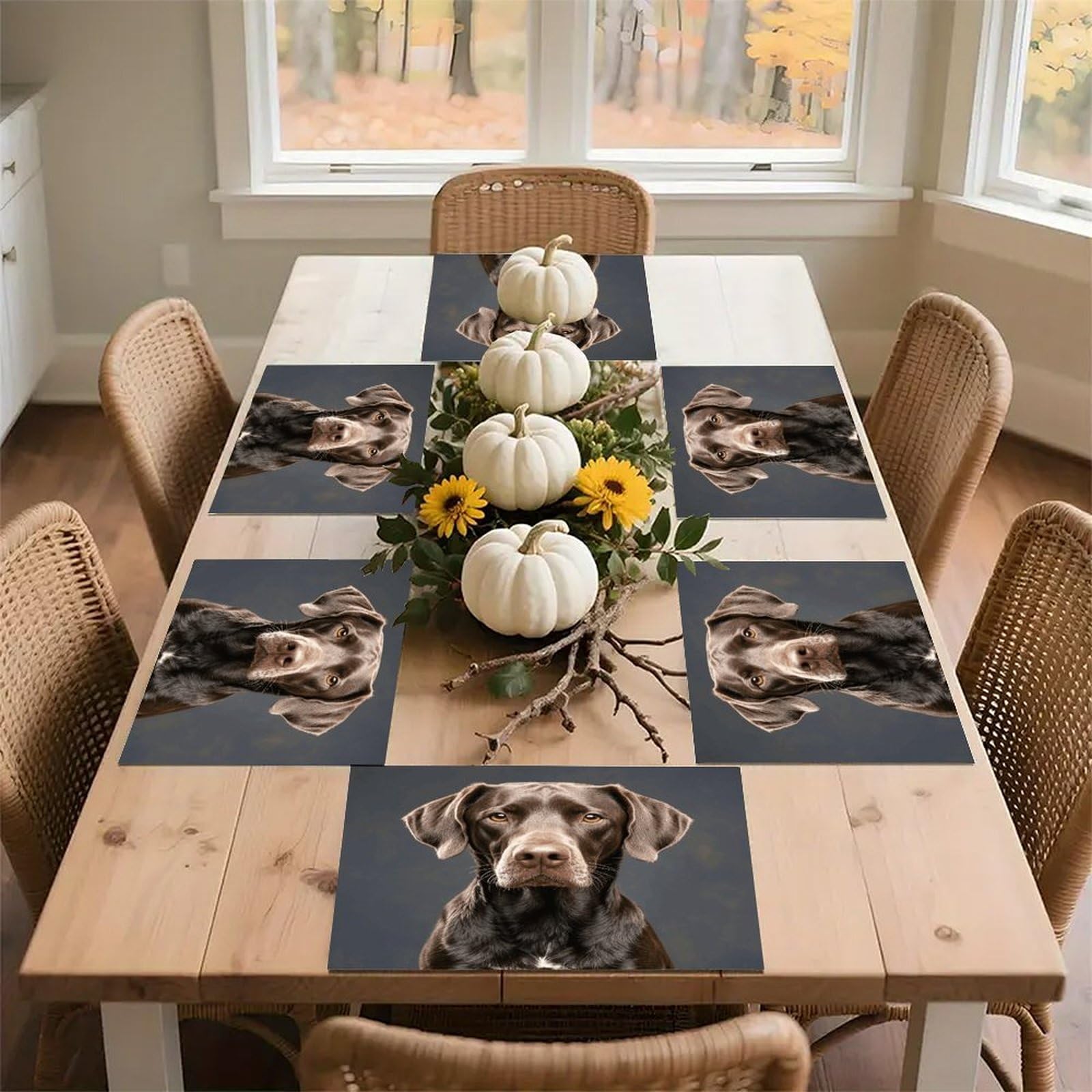 Dalmatian Placemats Wipeable Heat Resistant Table Mats Washable Flax Place Mats Elegant Cloth Non-Slip Placemat for Kitchen Dinning Party Table Decor 12 * 18 in