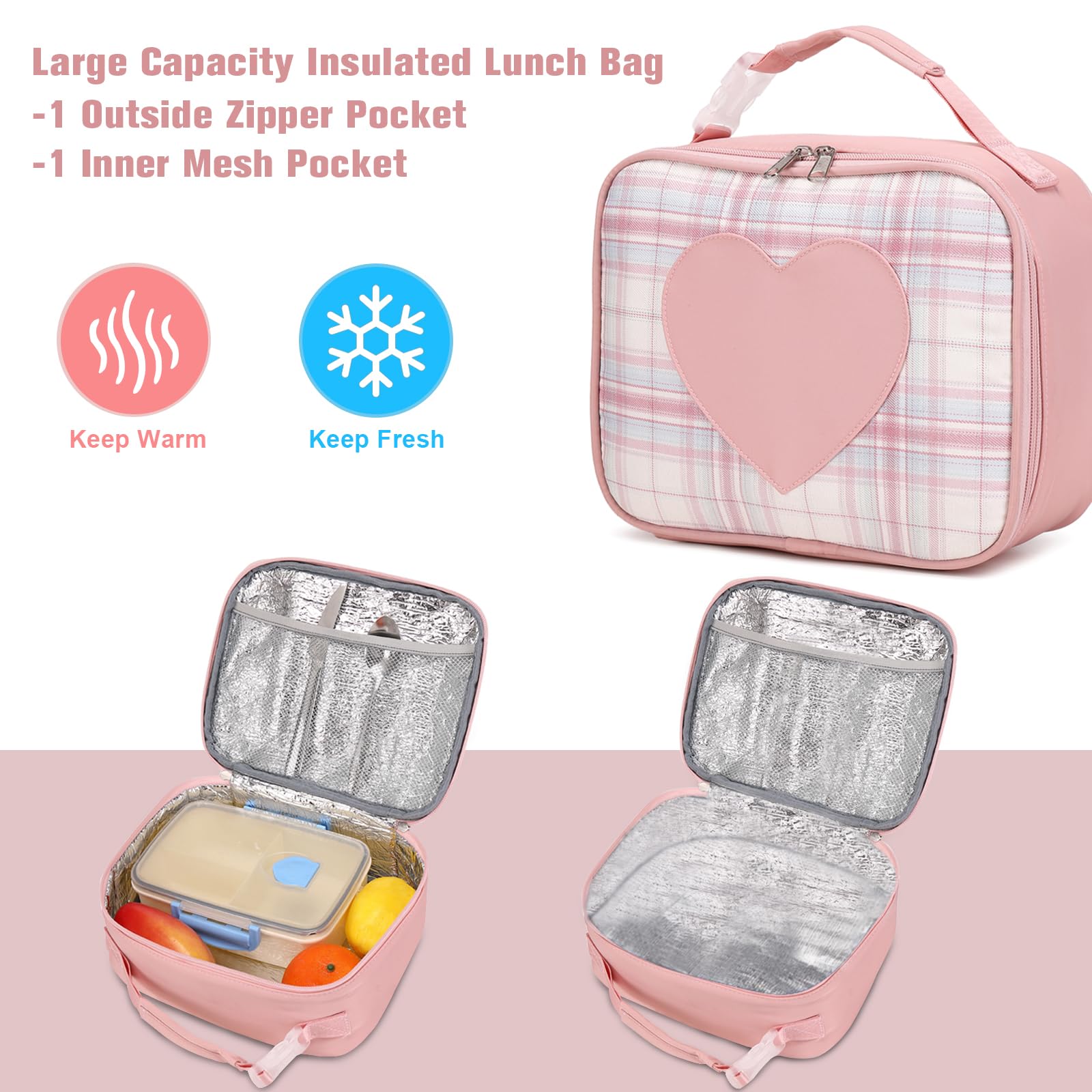 ACESAK Zaino per ragazze - zaini per laptop da 15,7 pollici Borse da scuola per ragazze donne Daypacks - Zaino carino per la scuola elementare e media con borsa per il pranzo
