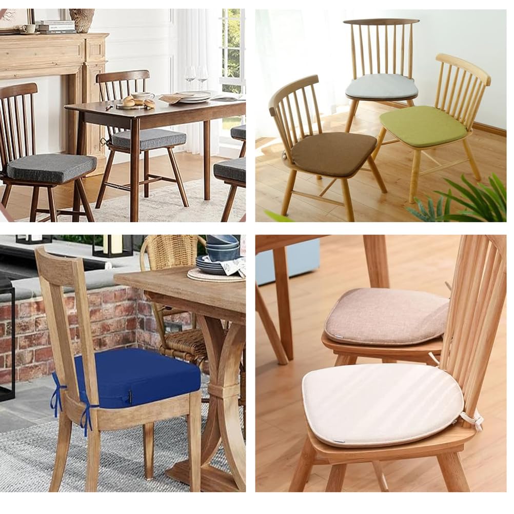 Lot de 2 coussins de chaise d'extérieur imperméables et lavables pour salle à manger, jardin, bureau, 43 x 40 x 3 cm