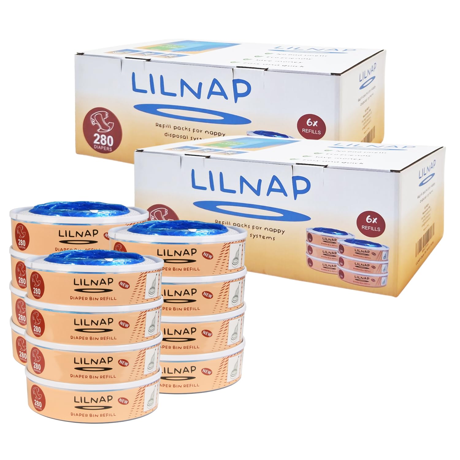 LILNAP - Ricarica compatibile con Foppapedretti Maialino Mangiapannolini Angelcare & Litter Locker II (12 ricariche)