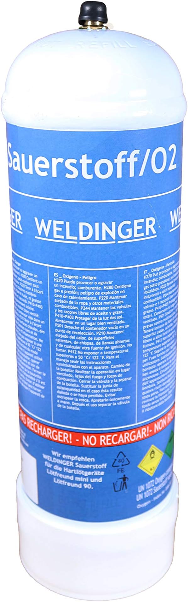 ROTHENBERGER Industrial Schweißgas-Set – 2x Sauerstoffflasche 930ml, 1x Maxigas 600ml