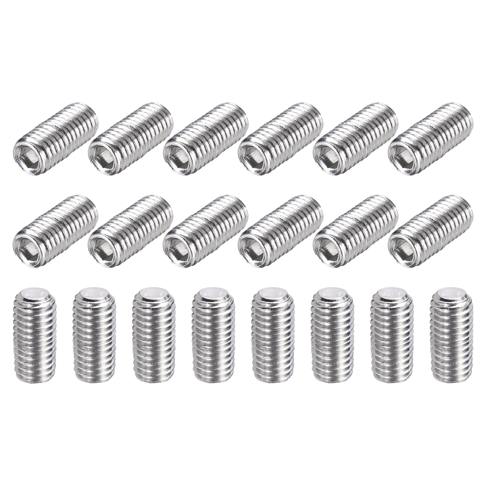 sourcing map 20 Pcs M8-1.25 x 12mm Grub Screws, 304 Stainless Steel Cup Point Allen Head Screws Internal Hex Socket Drive for Bathroom Fixtures Repair Furniture DIY Project