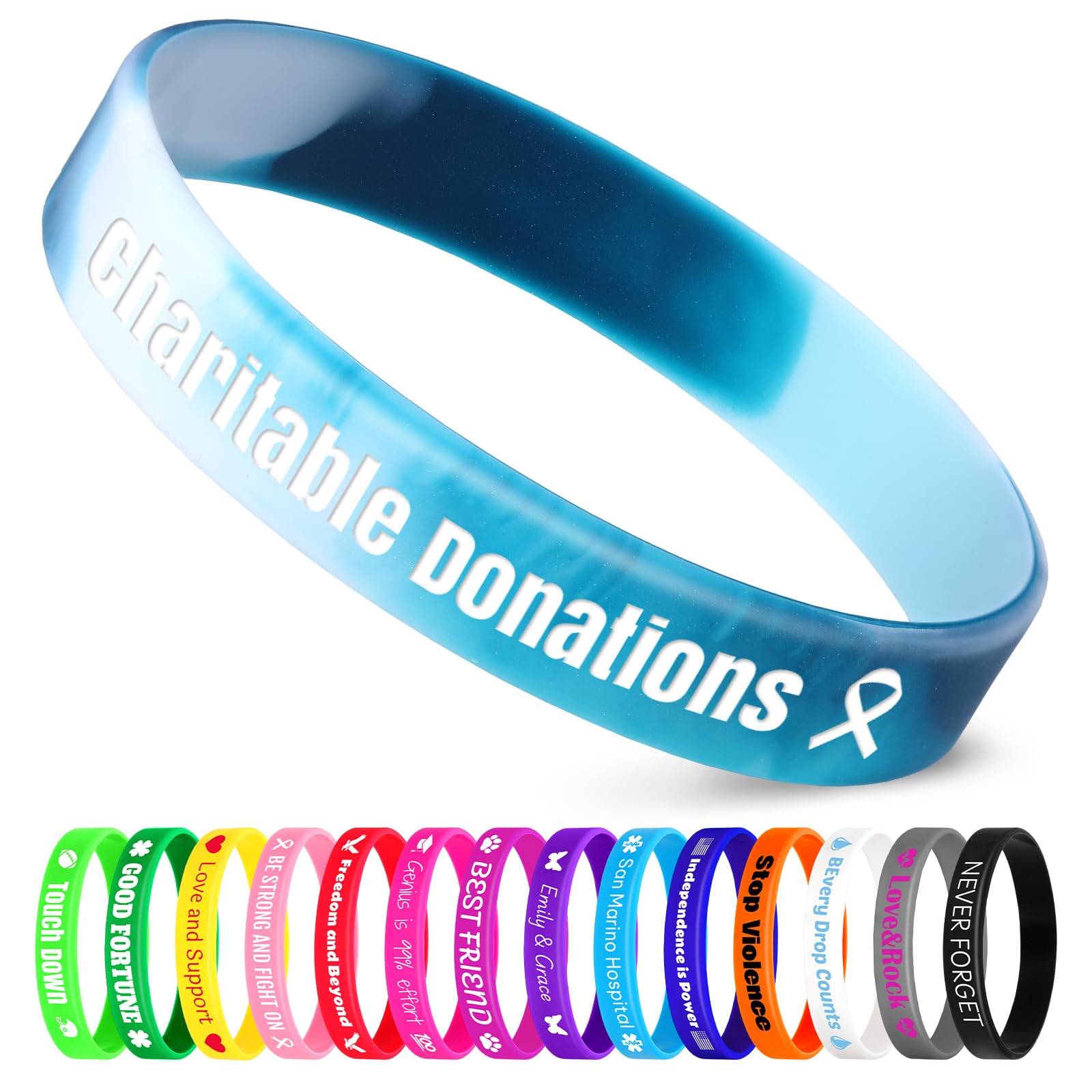 Jodimitty 50Pcs Personalised Wristbands Silicone Wristbands for Men Women Adults, Custom Text & ICON, Bulk Wrist Bands for Event Party Festival Wedding Awareness Motivation, 202x12mm (Mixing Color)
