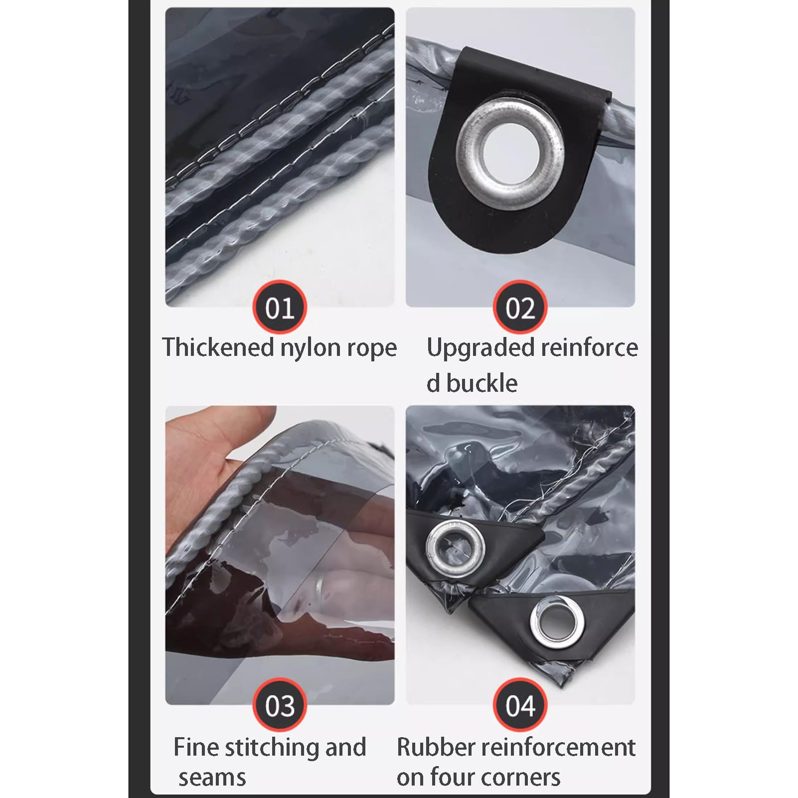 Strapazierfähige Abdeckplane, 400 g/m², schwarz, transparent, 0,35 mm dick, weiches Glas, 1 x 4,5 m Abdeckfolie