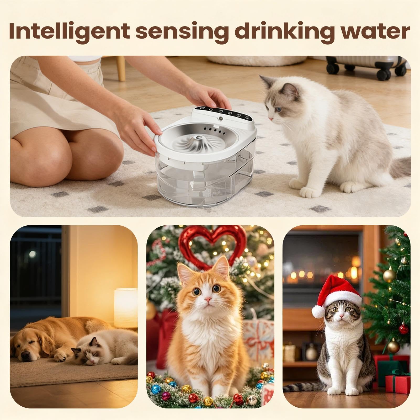 Fuente de Agua Inalámbrica para Gato 3L Recargable Inalámbrica con Sensor | Fuente de Agua para Gatos Para gatitos, cachorros y perros, hidratación y alimentación, interior, hogar, s