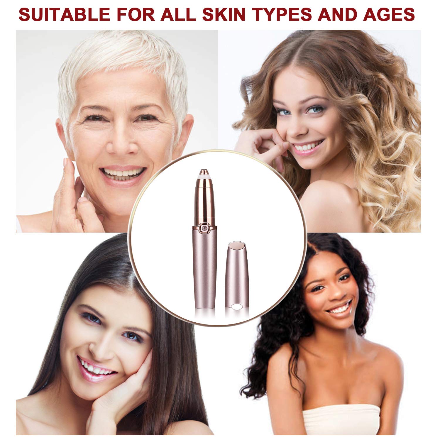 2020 VersionEyebrow Trimmer - Painless Eyebrow Hair Remover Portable Eyeborw Razor Shaver with LED Light & Eyebrow Pencil for Women Lady (Rose Gold)