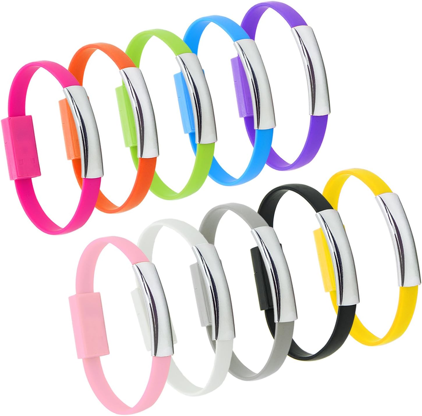 OKRAY Mini Flat Bracelet Micro USB 2.0 Sync and Charging Data Cable, 0.72 ft - 10 Pack