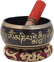 Vista 11 de DharmaObjectsGorgeous 8 Símbolos de la Suerte para meditación, Plato cantante / cojín / mazo, Negro, M